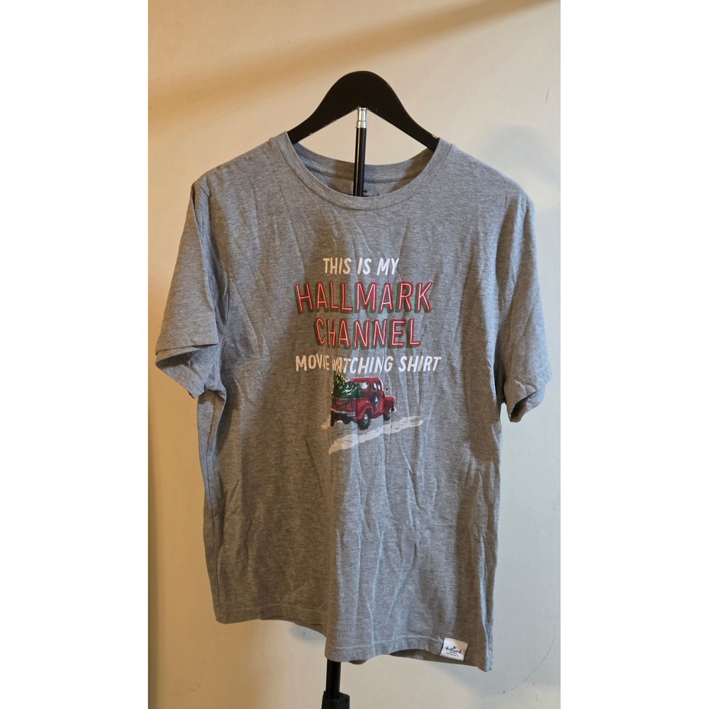 Hallmark Channel Movie Watching T-Shirt Women's Size Large Gray Christmas